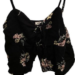 Black floral crop top